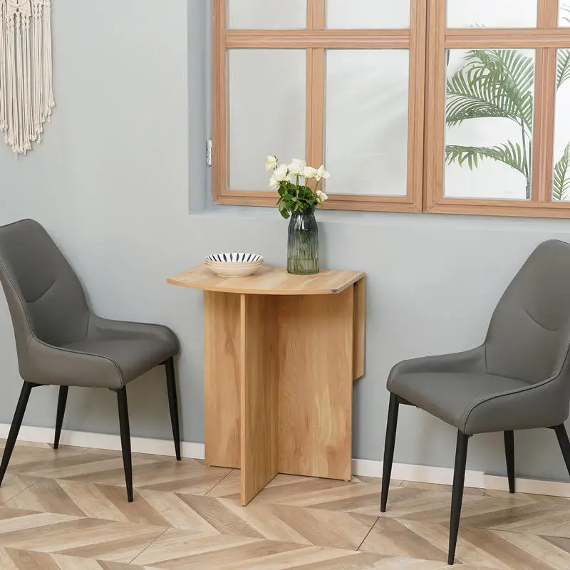 Table à manger pliante en bois de chêne 90x60x74 cm, table à dîner pliable peu encombrante, bureau domestique robuste en bois parfait pour les