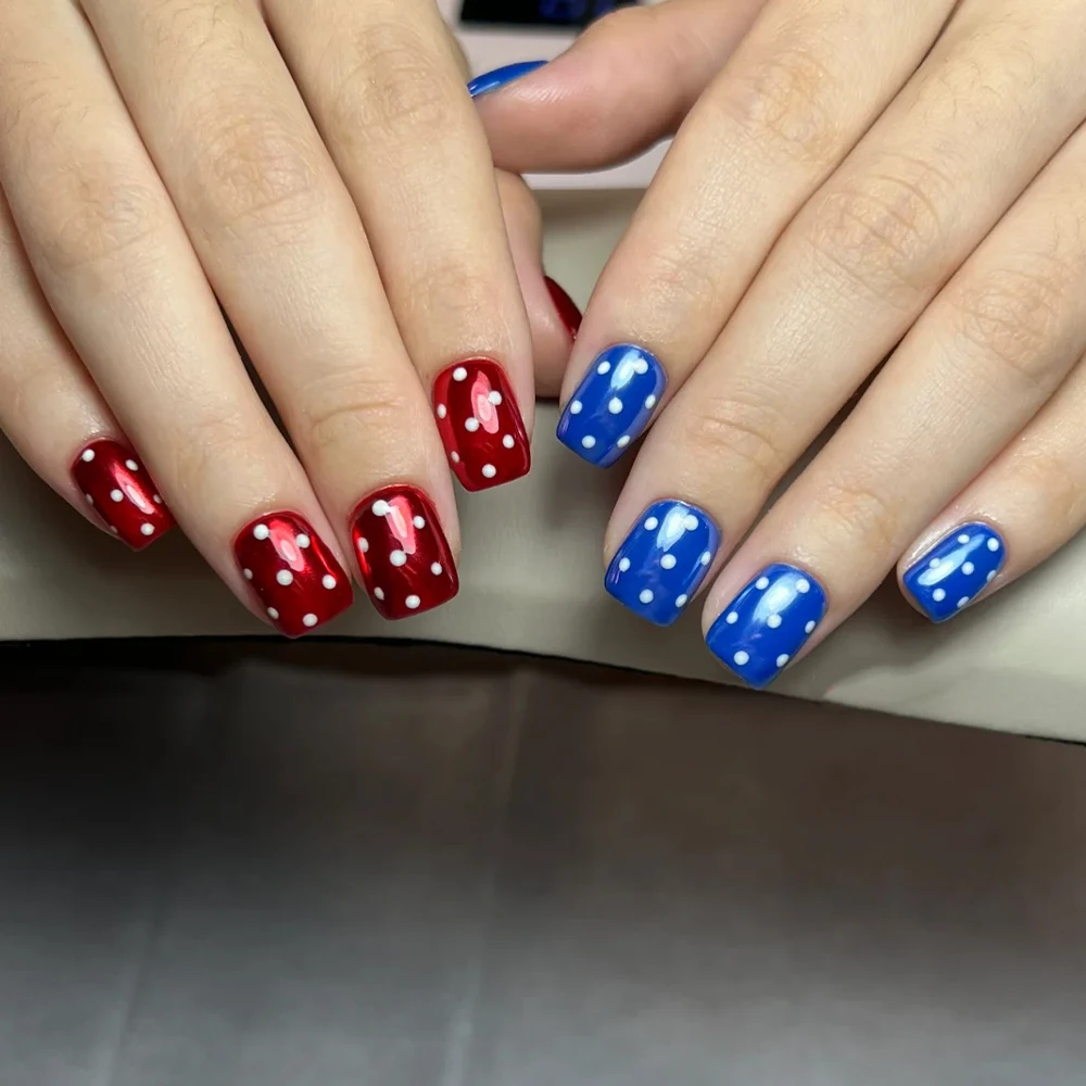 2Jar Red and Blue Chrome Nail Powders set Metallic Effect Pigment Christmas Series Rubbing Dust Valentine Manicure Glitter Flash