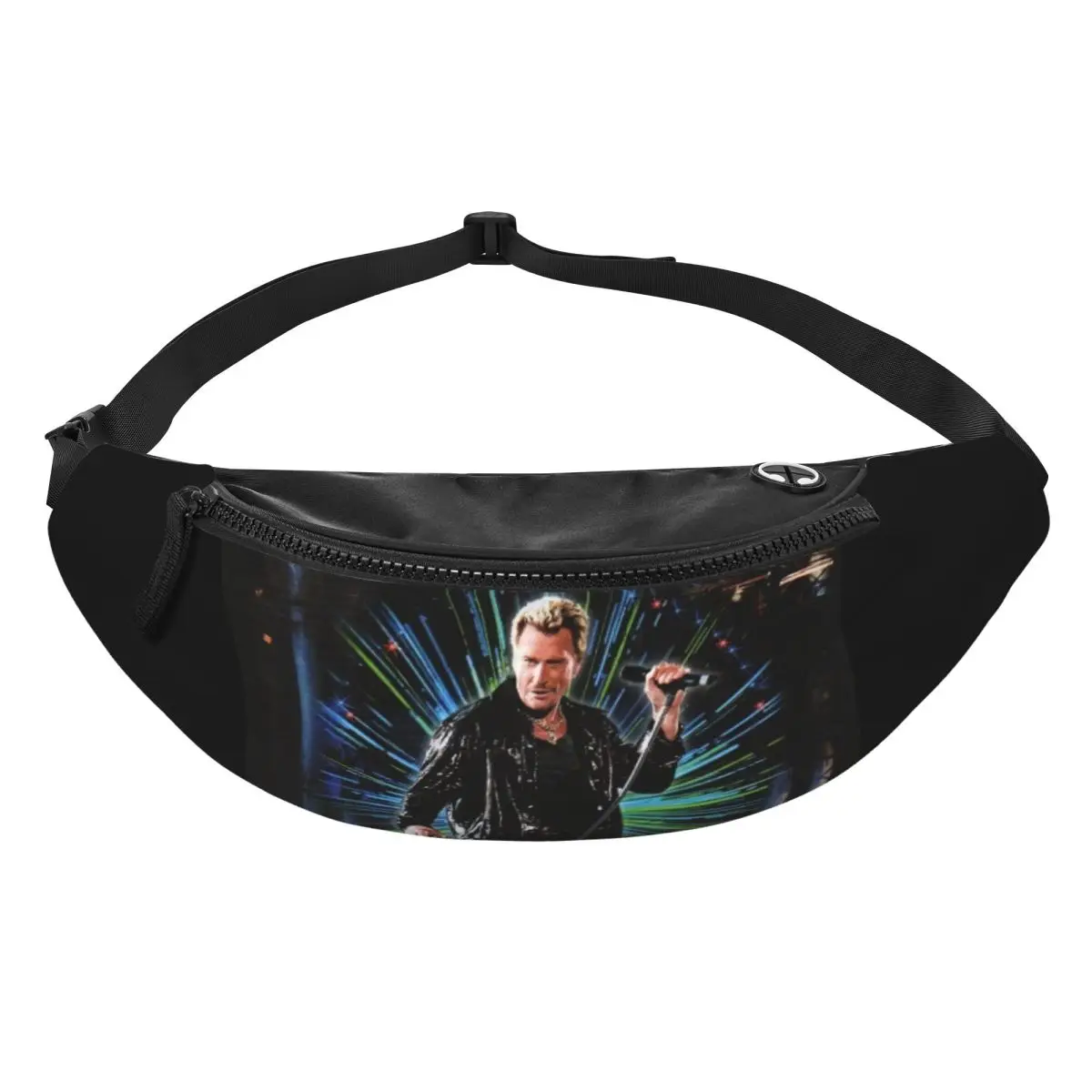 Custom Fashion Johnny Hallyday Rock Fanny Pack for Running Men Women Singer French France Crossbody Waist Bag Phone Money Pouch