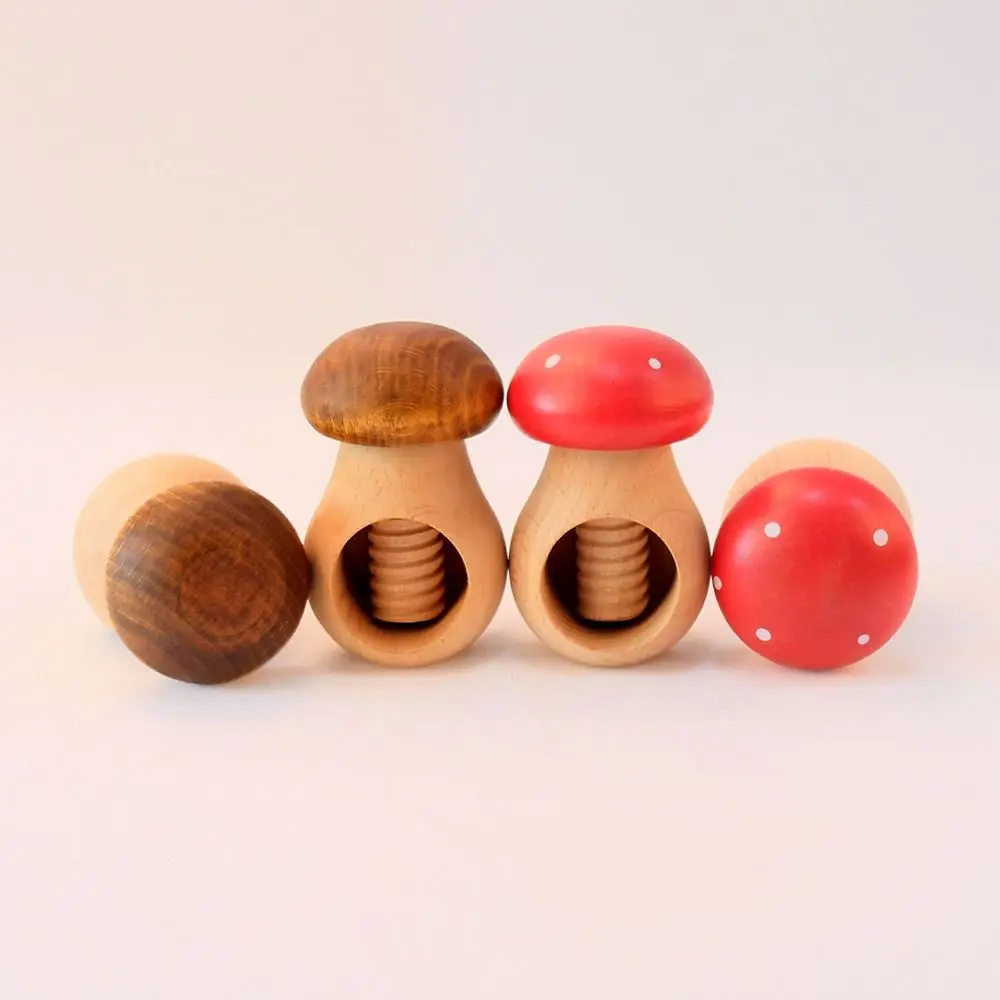 كسارة البندق الخشبية الإبداعية سهلة التكسير متعددة الوظائف فتاحة الجوز على شكل فطر البقان كليب