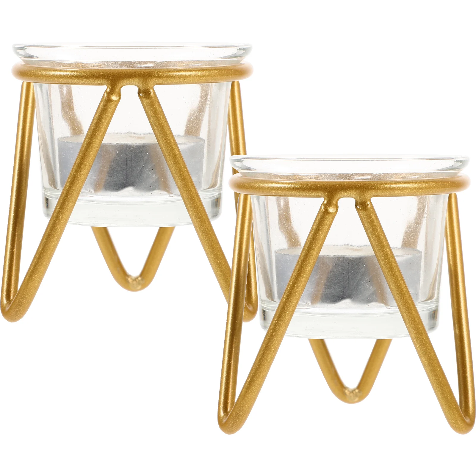 

2 Sets Glass Holders Desktop Decorative Candleholder Home Wedding Party Aroma Diy Transparent Craft Jar Iron Art