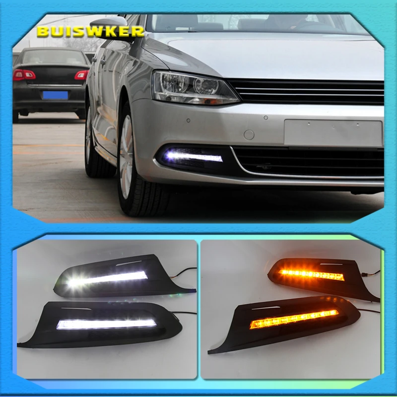 2PCs/set Car styling LED Car DRL Daytime running lights fog light for Volkswagen VW Jetta Sagitar MK6 2012 2013 2014