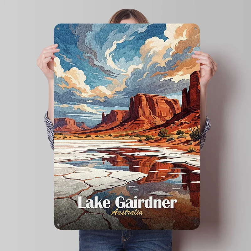 Lake Gairdner Australien Reise-Metallposter, individuelle Wandkunst, Retro-Vintage-Blechschilder für Männerhöhle, Heimdekoration, Wanddeko