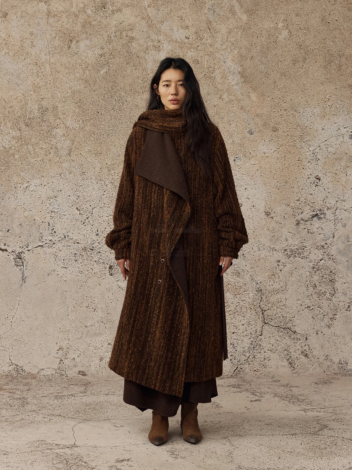 

Женское шерстяное пальто alpa Lew Desert Nomadic Poet в китайском стиле, свободного кроя, для повседневной носки, зимнее, длинное