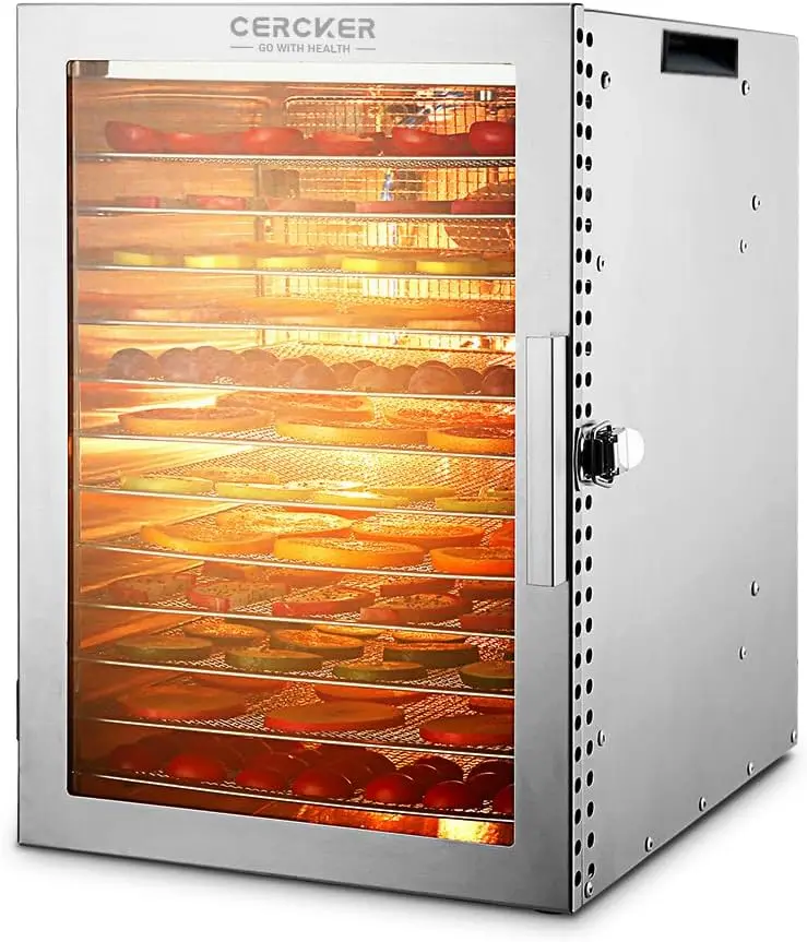 Food-Dehydrator Machine 12 Stainless Steel Trays,, 10.9ft² Meat Dehydrator for Jerky,190ºF Temperature Control,24H Timer