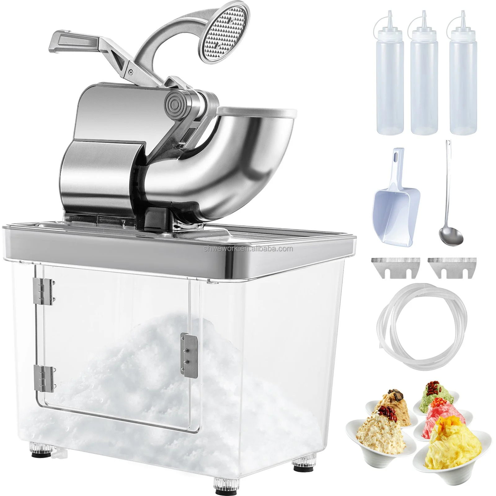 

WeWork Electric Ice Shaver Crusher With Dual Stainless Steel Blades Snow Cone Maker Machine Shaved Ice Machine