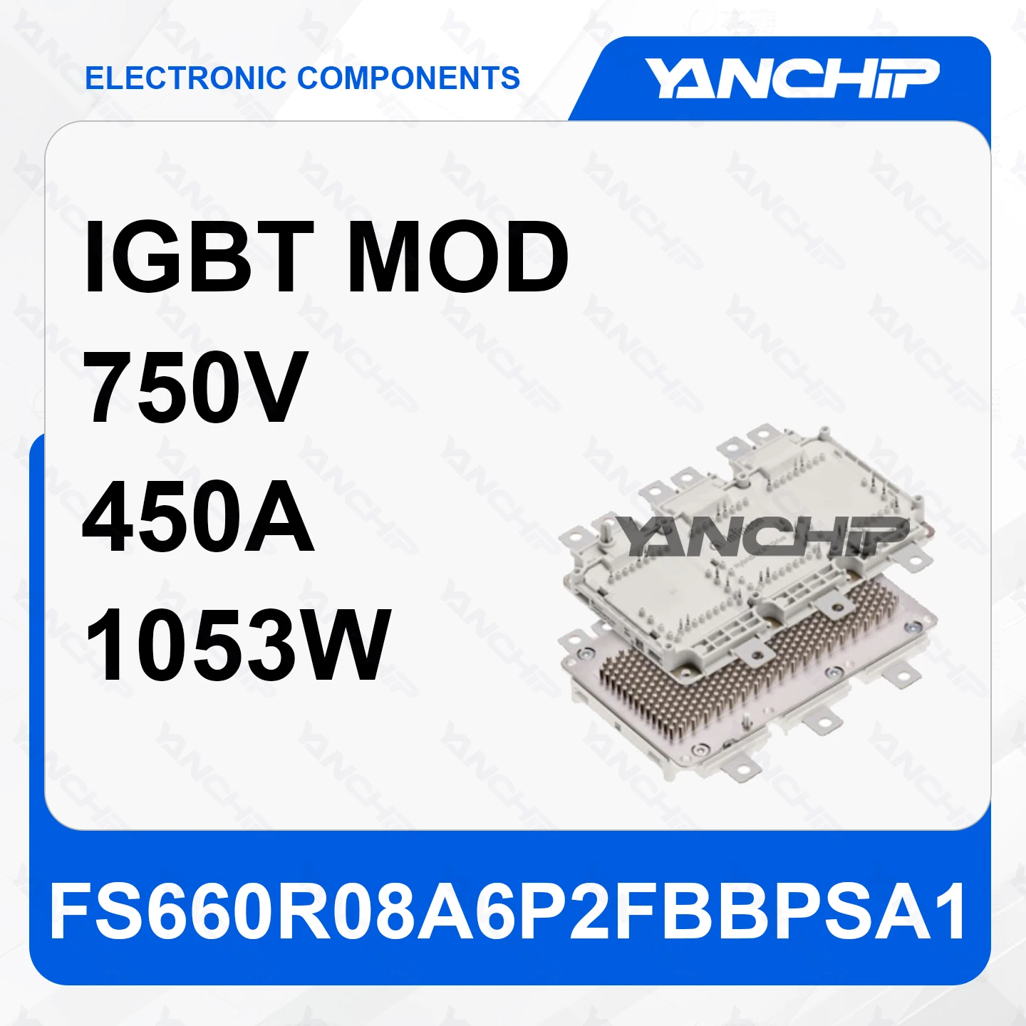 

IGBT module FS660R08A6P2FBBPSA1 Trench field stop three-phase inverter 750V 450A 1053W Base mounting AG-HYBRIDD-1 1.35V @15V 450
