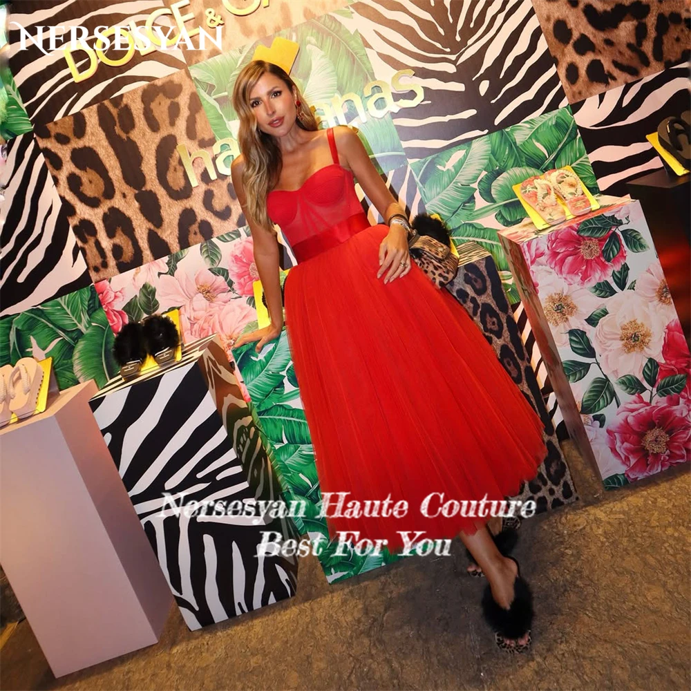 Nersesyan – robe de bal rouge Simple, bretelles Spaghetti, ligne A, Illusion de cœur, robes d'invitées de remise de diplôme, personnalisées, 2025