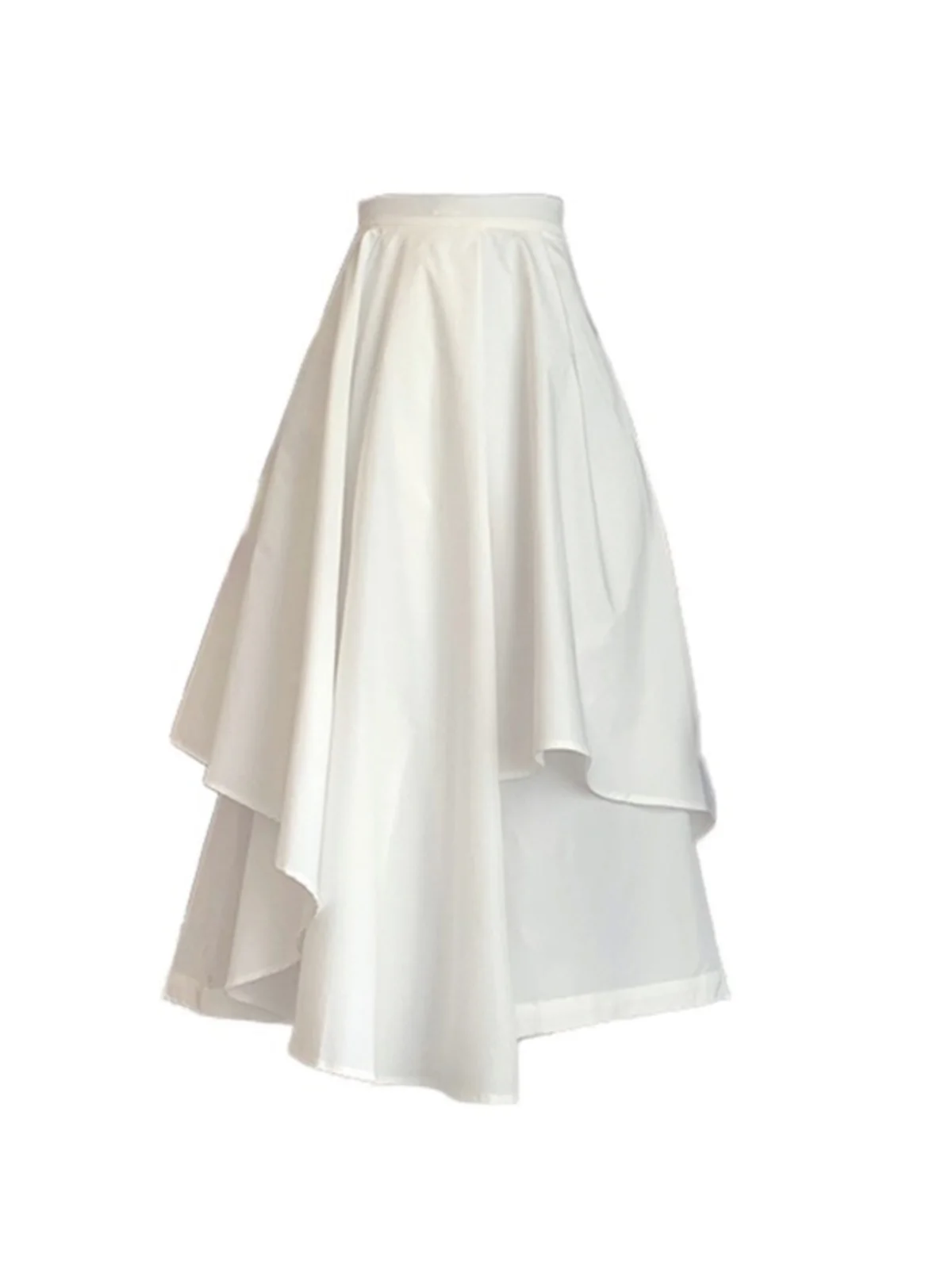 

High Waist Asymmetrical Hem A-Line Skirt Women's Midi Length Anti-Light Walking Skirt European Sle f Body Skirt