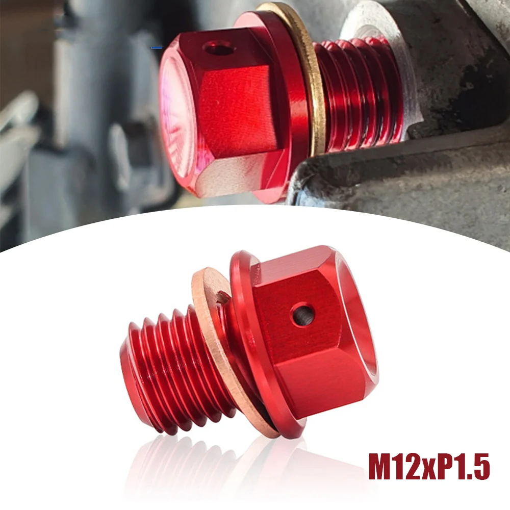 

1pc Motorcycle M12xP1.5 Engine Drain Nut Screw Magnetic Oil Drain Plug Bolt Sump Oil Plug Fixed Clips For Honda Kawasaki Yamaha