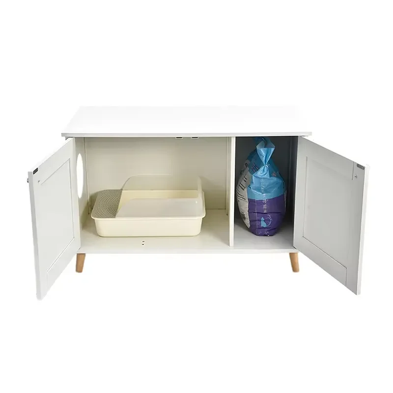 Cat Box Enclosure Furniture Good Privacy Modern Hideaway Wooden Cat Box White Cabinet for Large Cat