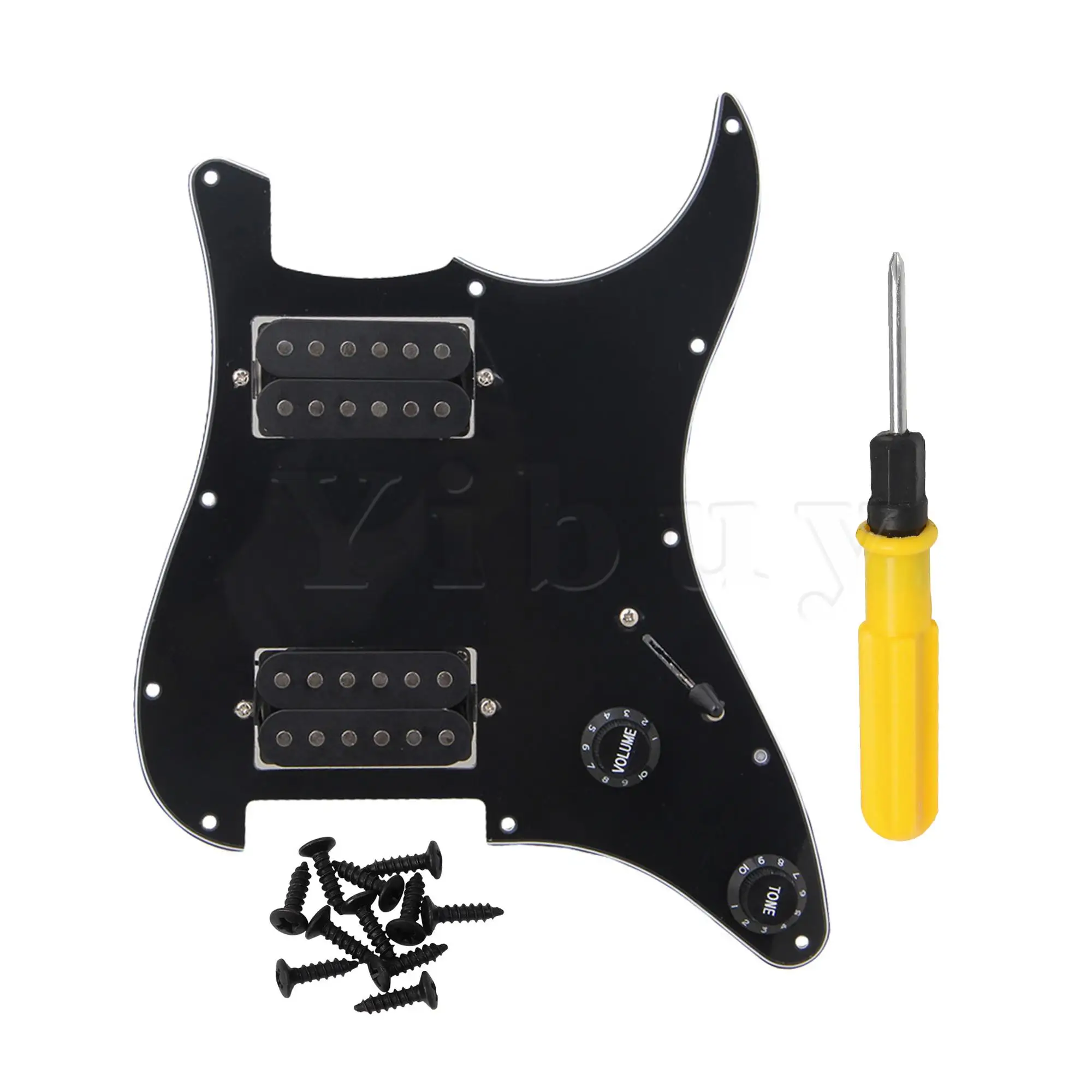 Yibuy Prewired Electric Guitars Pickguard Dual Pickup 3-ply 11.02