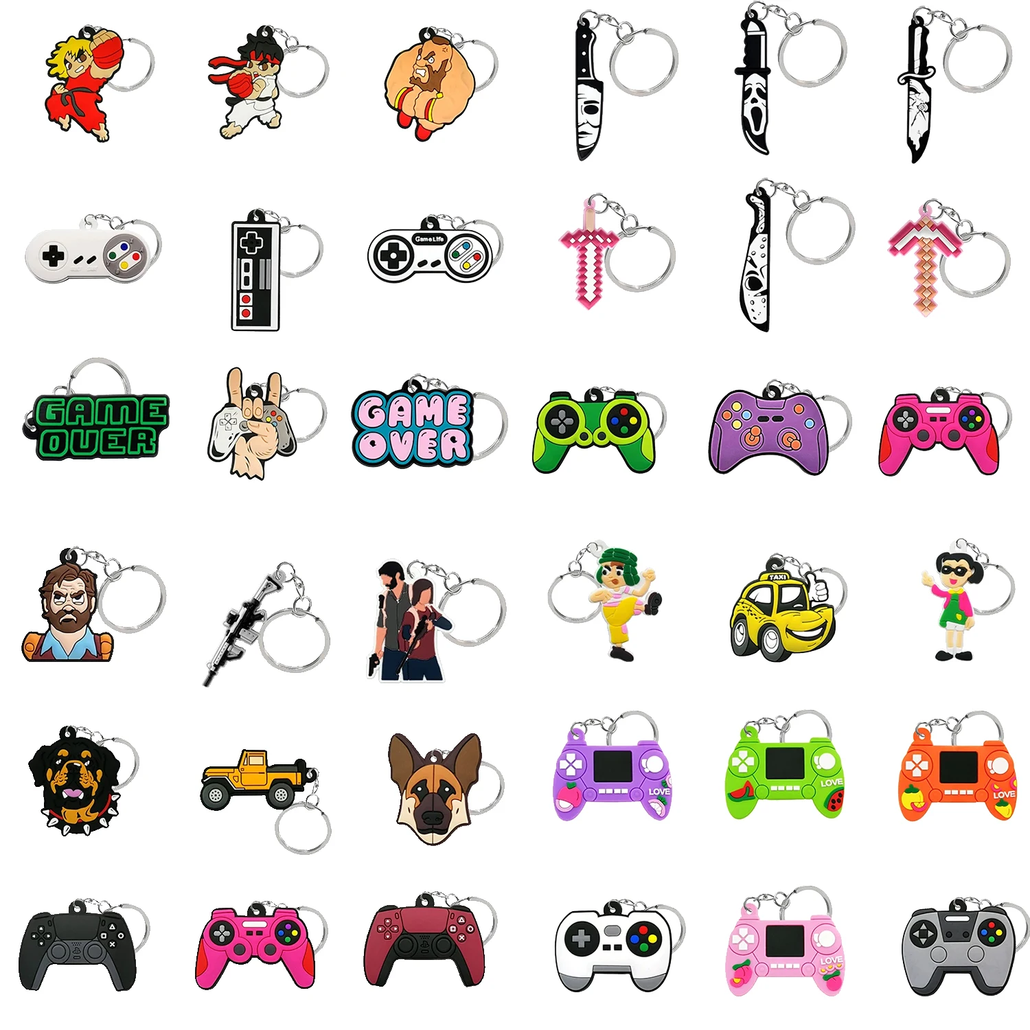 20PCS PVC Gamepad Keychain Popular Film Keyring Custom Favor Birthday Key Chain for Car Key Accessories Gift