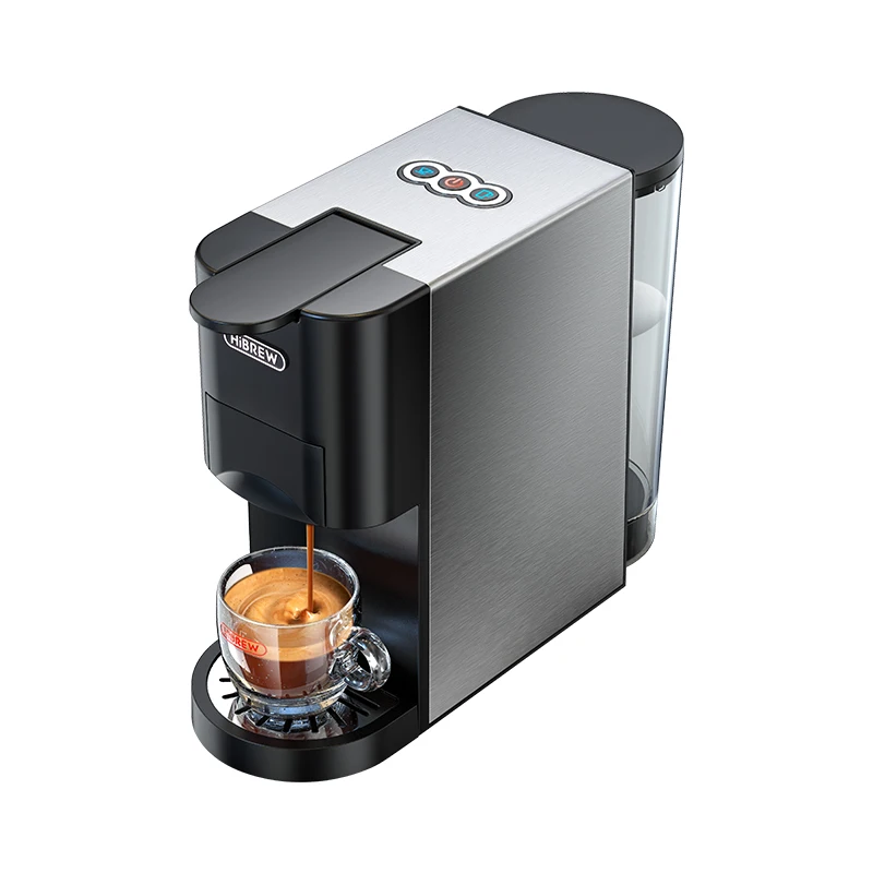 HiBREW – Machine à café 5 en 1, expresso à capsules multiples, Dolce, lait, Nespresso, dosette ESE et poudre, en métal inoxydable H3A