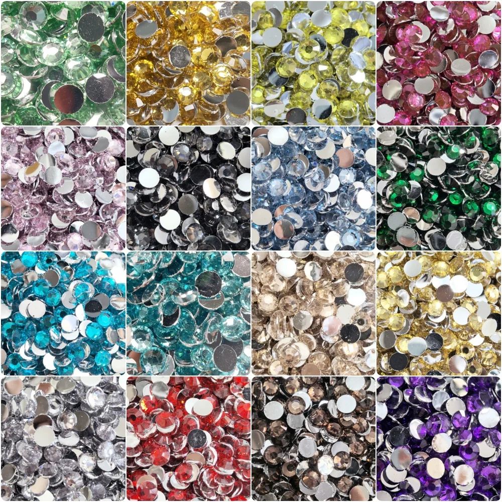 1Bag 2- 6mm Resin FlatBack Rhinestones Non Hotfix Glue On Gems Strass Glitter Beads Nail Art Mugs Mobile MakeUp DIY Accessories