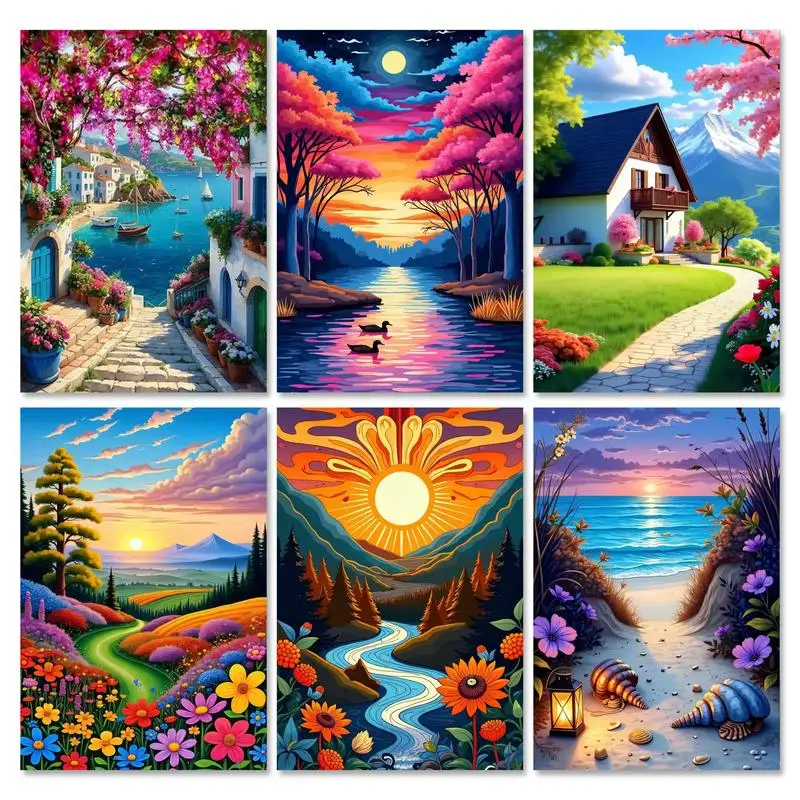 

RUOPOTY Diy Frame Painting By Numbers Kits For Adults Picture On Numbers Landscape Beach Sunset Handiwork For Home Decors