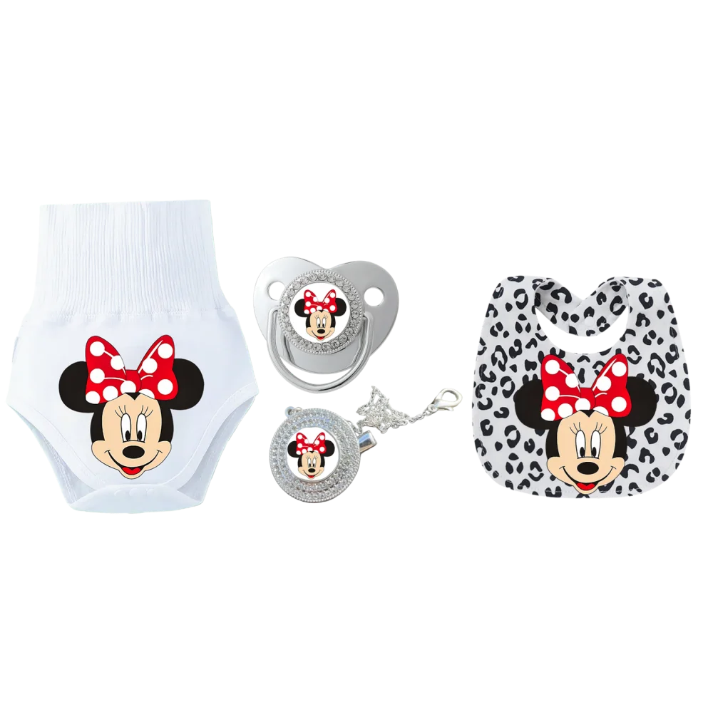 

4 sets of baby bibs burping clothes cartoon newborn crawling pants baby diaper pants baby pacifiers and nipple clips cotton