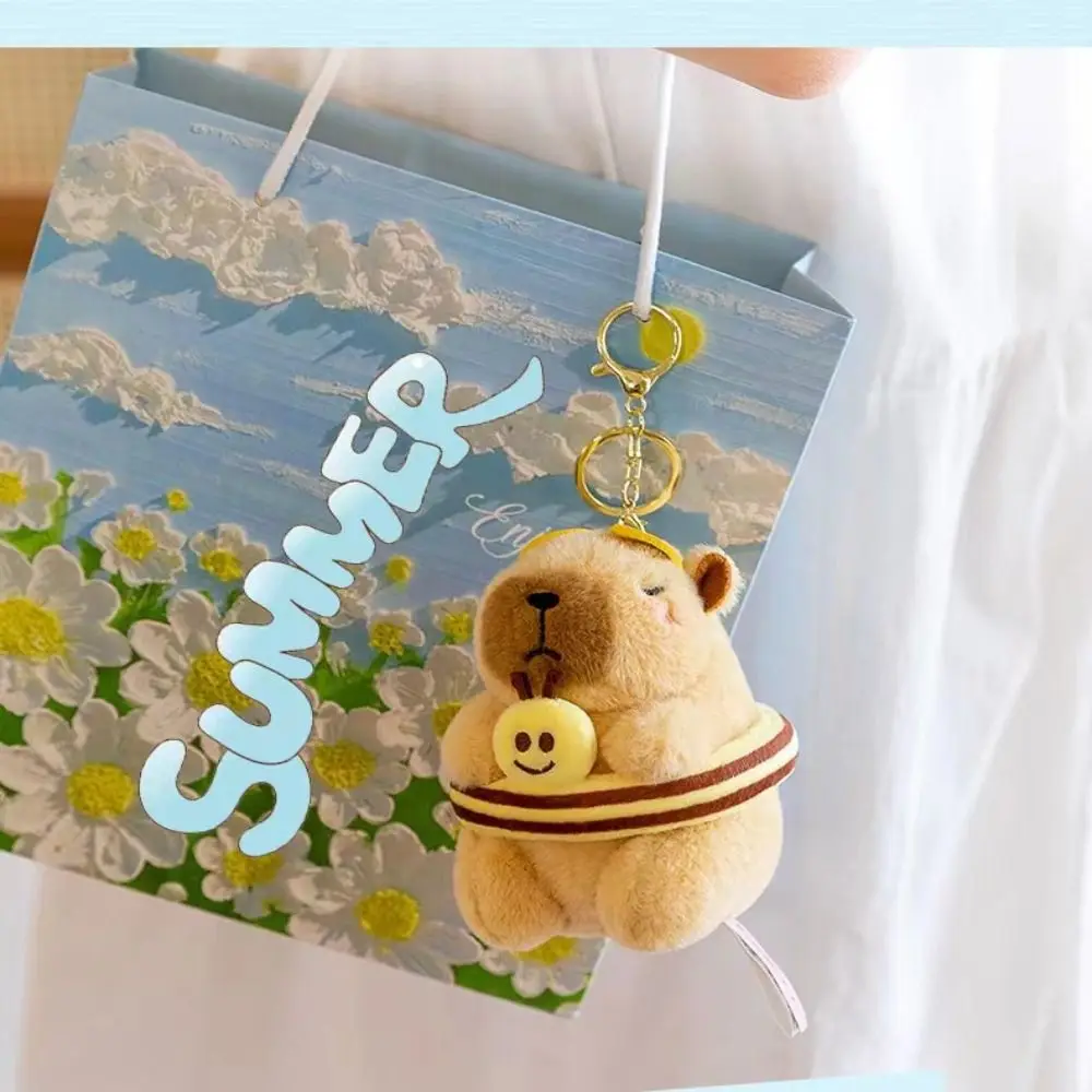 Plüsch Puppe Cartoon Capybara Anhänger Nette Lustige Capybara Plüsch Schlüsselbund Kreative 12 cm Gefüllte Plüsch Spielzeug Schlüssel Ring Geburtstag geschenk