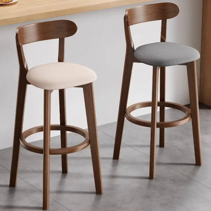 

Pad Design Bar Chair Decorative Minimalist Dark Upholstered High Bar Chair Barstools Wooden Cafe Taburetes De Club Furniture