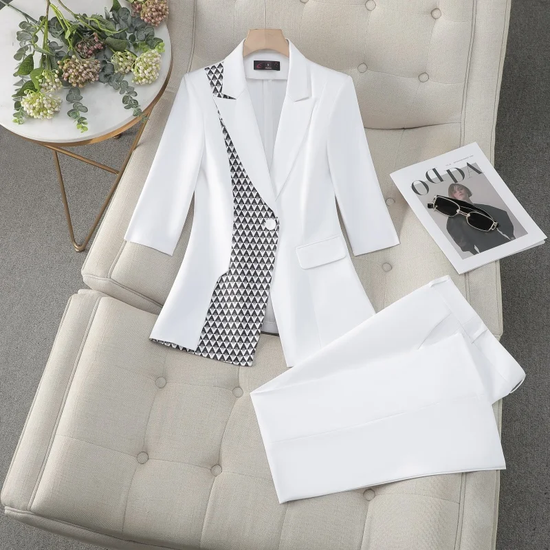 

AIyssa spring and summer mid-sleeve blazer trouser suit womens business work uniform office ladies dedicated fashion and elegant