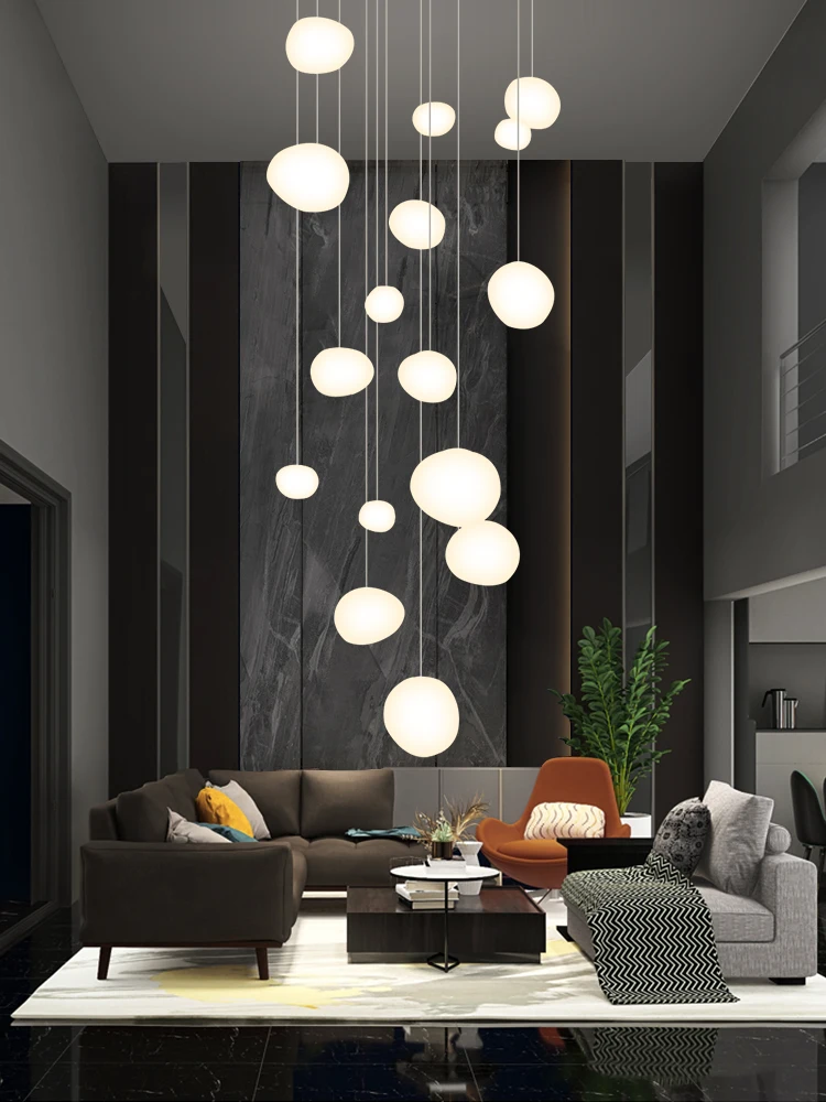 

Stair Chandelier Modern Simple Rotary Duplex Hall Led Chandelier Creative Hotel Villa Nordic Staircase Long Chandelier