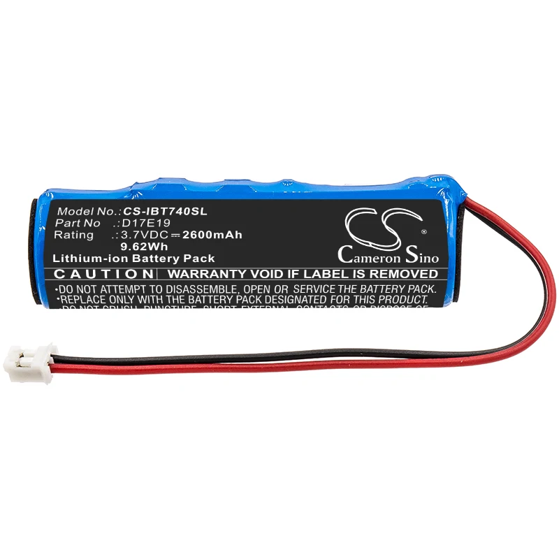 Li-ion Speaker Battery for iHome, 3.7V, 2600mAh , Compatible Models: iBT74