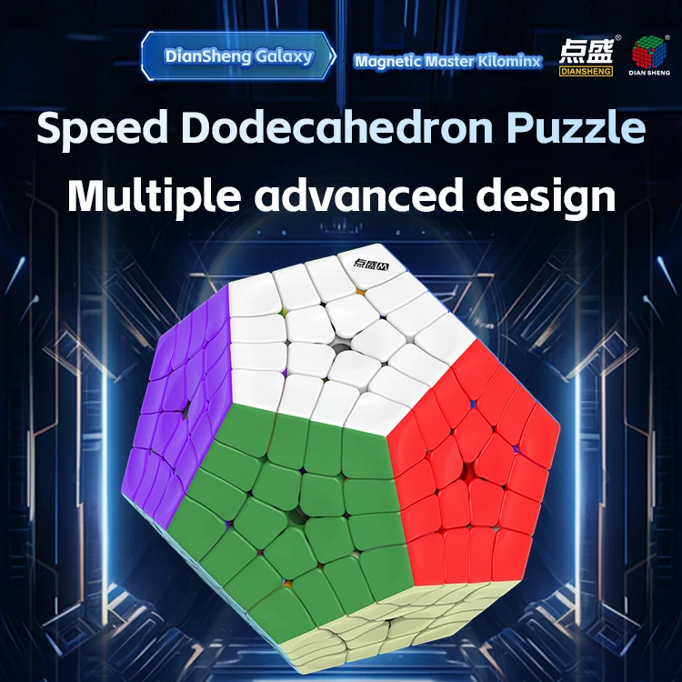 [CubeFun]DianSheng 4x4 Megaminx المكعب السحري المغناطيسي Dodecahedron بدون ملصقات المهنية سرعة لغز كوبو ماجيكو اللعب الهدايا