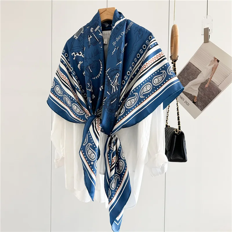 

Высококачественный шелковый шарф из твила, женский весенне-летний новый большой квадратный шарф из тутового шелка для путешествий, большой шарф-шаль двойного назначения