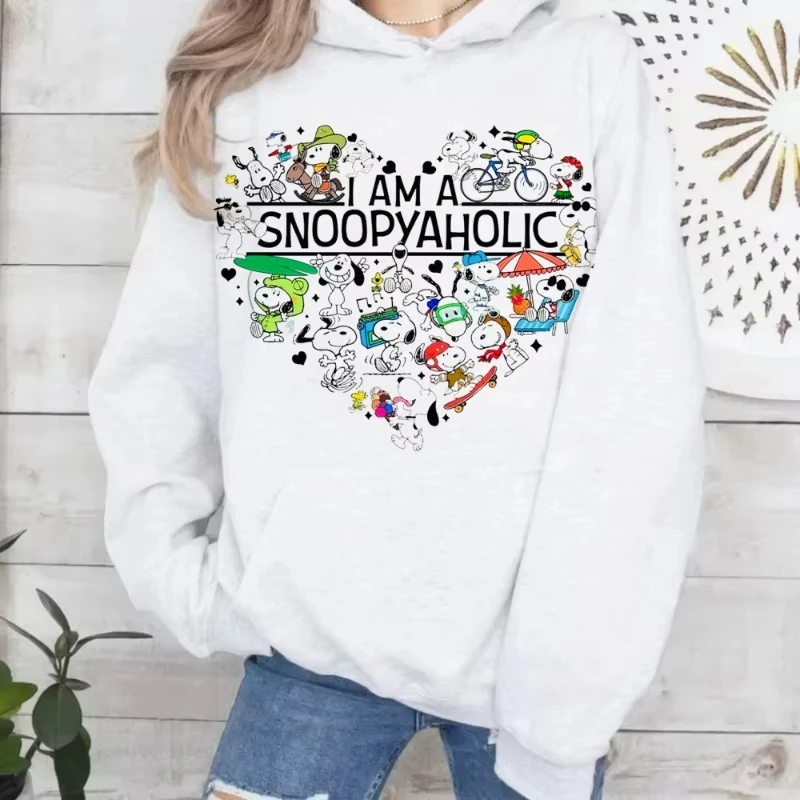 

MINISO Snoopy Heart Pattern Hoodie Women Men 2025 Autumn/Winter New Y2K Casual Loose Sweatshirt Top Couple Harajuku Style Top