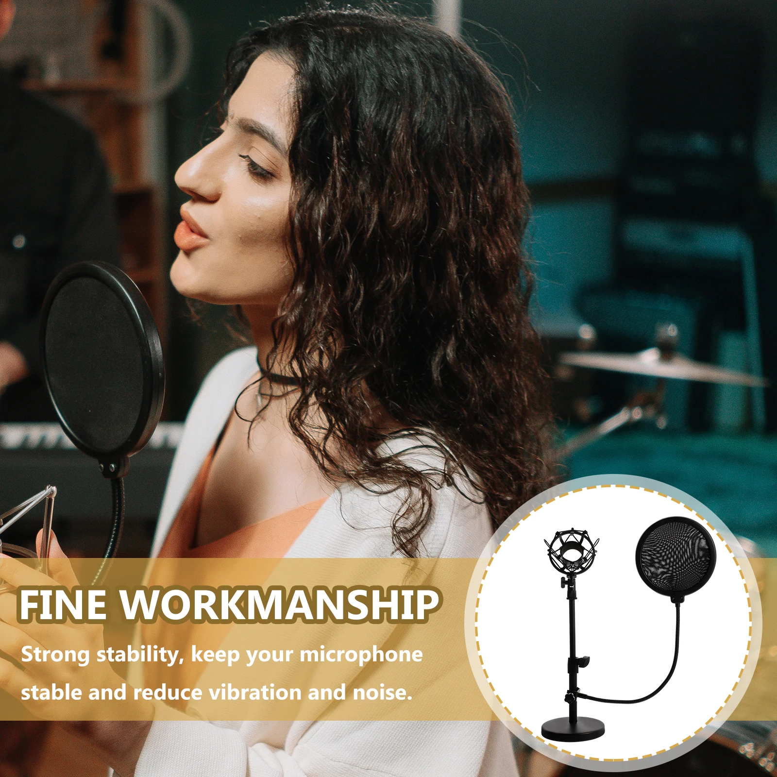 

1Set Professional Adjustable Desktop Mic Stand Microphone Rack Stable Vibration Noise Reduction for Broadcasting Studio Audio