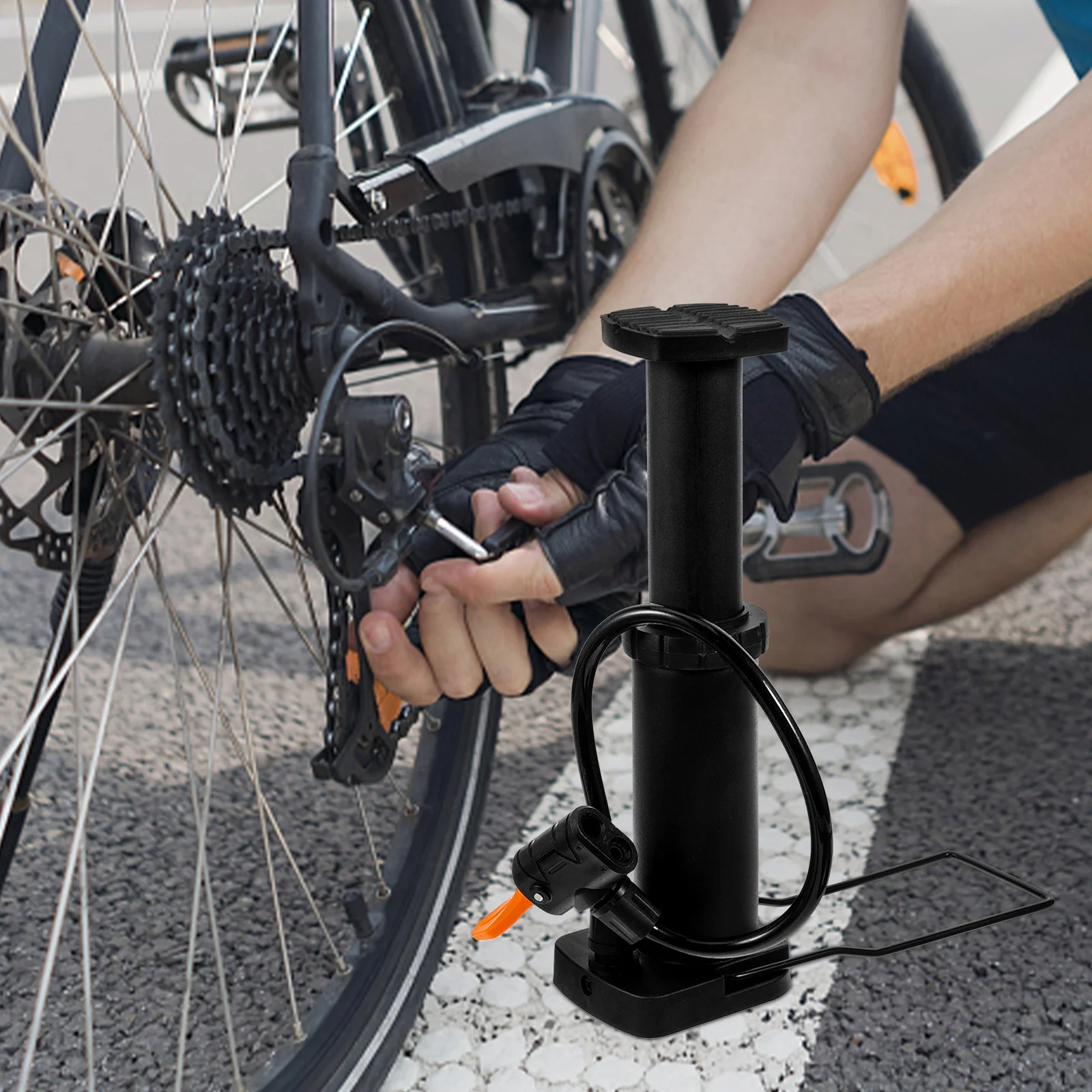 

High-pressure Foot Tire Pump Mini Portable for Bike Car Motorcycle Black Non-slip Stable Base Durable Multi-purpose Inflator