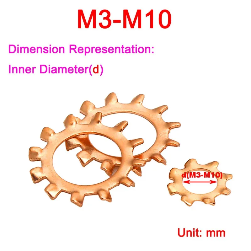 Anti Loosening Phosphor Copper Washer Internal External Tooth Design For Electrical Use M3 to M10