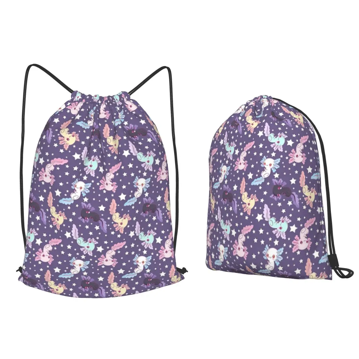 

Kawaii Axolotl Pattern Lilac Backpacks Multi-function Drawstring Bags Sports Bag Book Bags for Man Woman School
