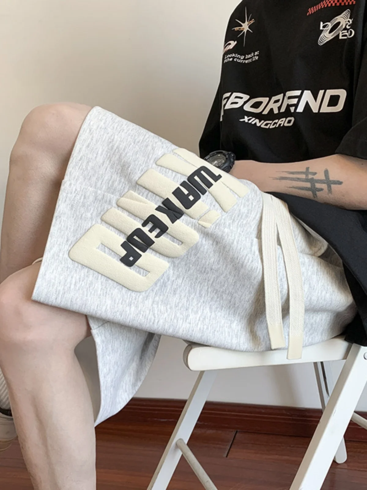 

Мужские летние свободные прямые повседневные брюки в американском уличном стиле, модные подростковые брюки-капри