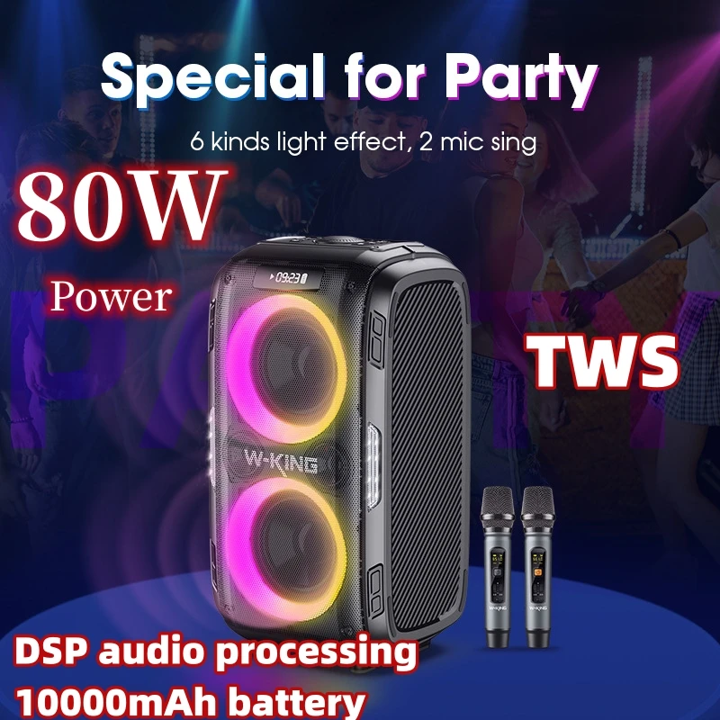 

W-king T9 pro square dance singing high-power speaker outdoor Bluetooth portable portable subwoofer dual microphone caixa de som