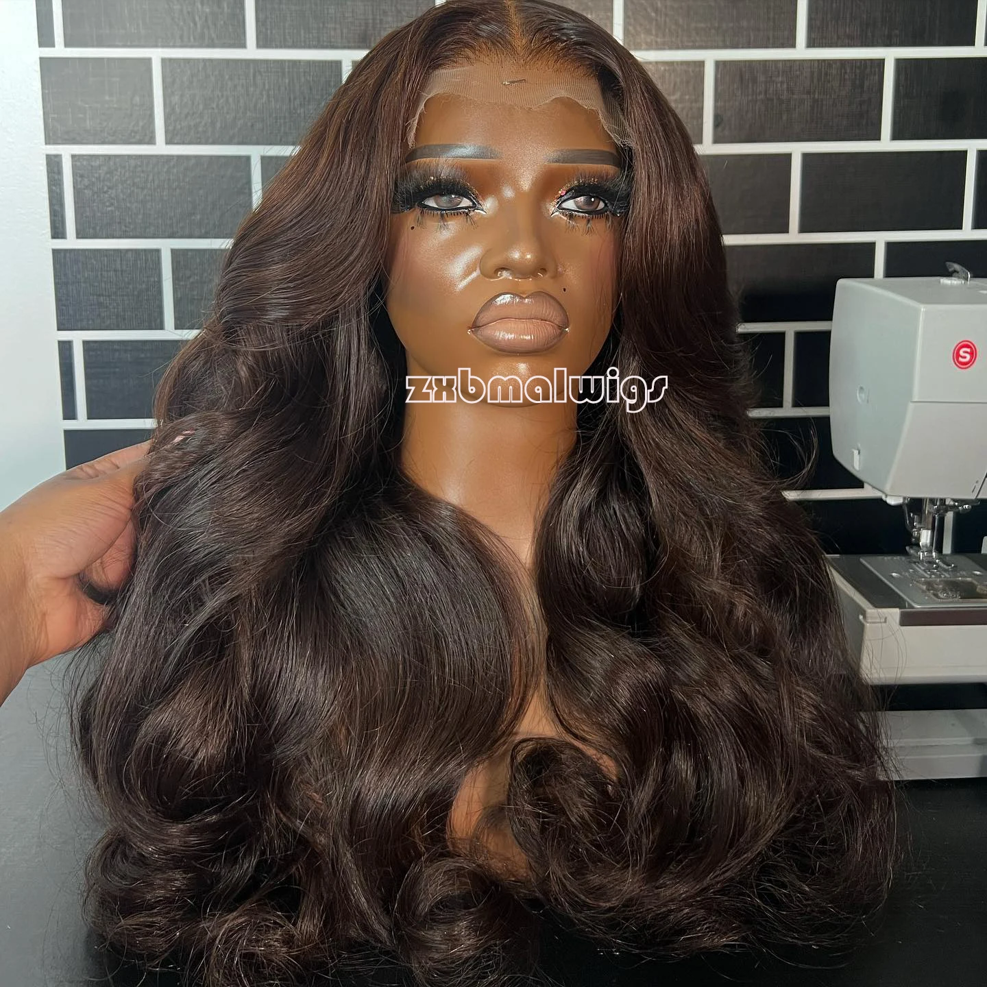 ZXBMALWIGS  Synthetic Hair Loose Wave Dark Brown 13X4 Lace Front Wigs for Women  High Temperature Fiber Lace Wigs Daily Cosplay