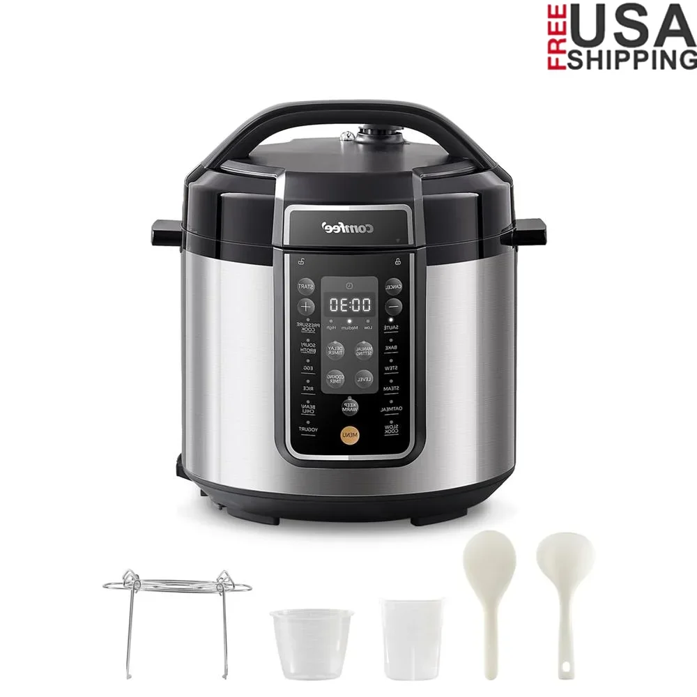 6 Quart Pressure Cooker with 13 Cooking Functions Non-Stick Ceramic Pot Yogurt Maker Rice Cooker Accessories Included