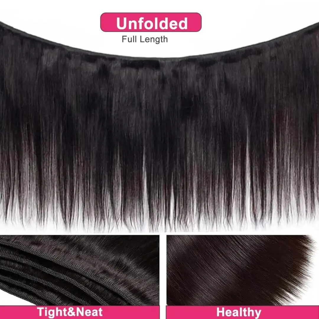 Straight Brazilian Human Hair Bundles, 100% Unprocessed Virgin Brazilian Human Hair Bundles, Natural Black Color Bundles Human H