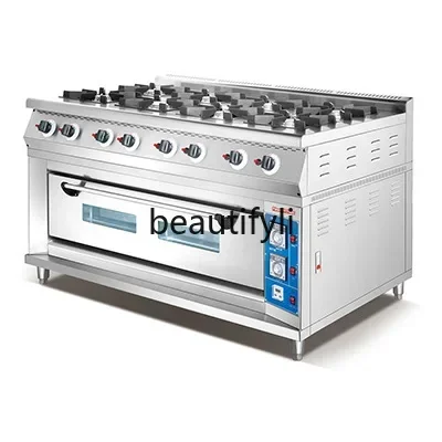 

X Gas four-head pot stove with oven independent temperature control, noodle stove commercial kitchen catering equipmentX