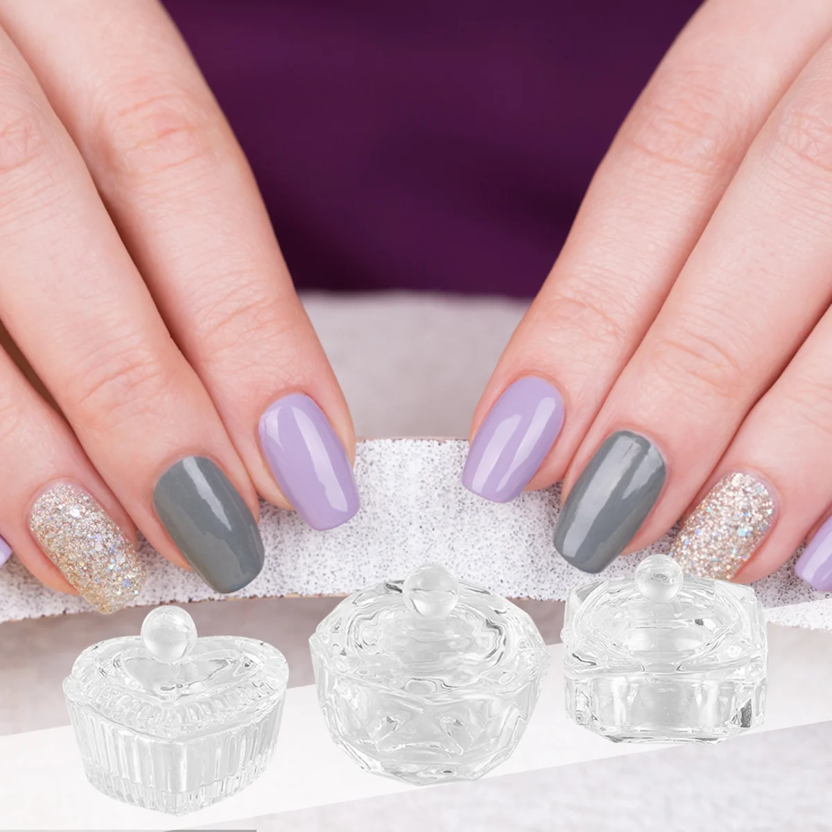 

3 Pcs Nail Liquid Dappen Dish Crystal Cup Gel Polish Glass Acrylic Powder Cups