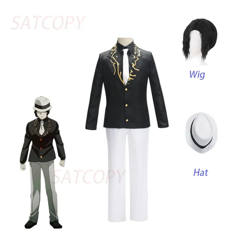 

Anime Demon Slayer Cosplay Kibutsuji Muzan Costume Outfits Black Suit For Women Men Uniform Halloween Carnival MN1