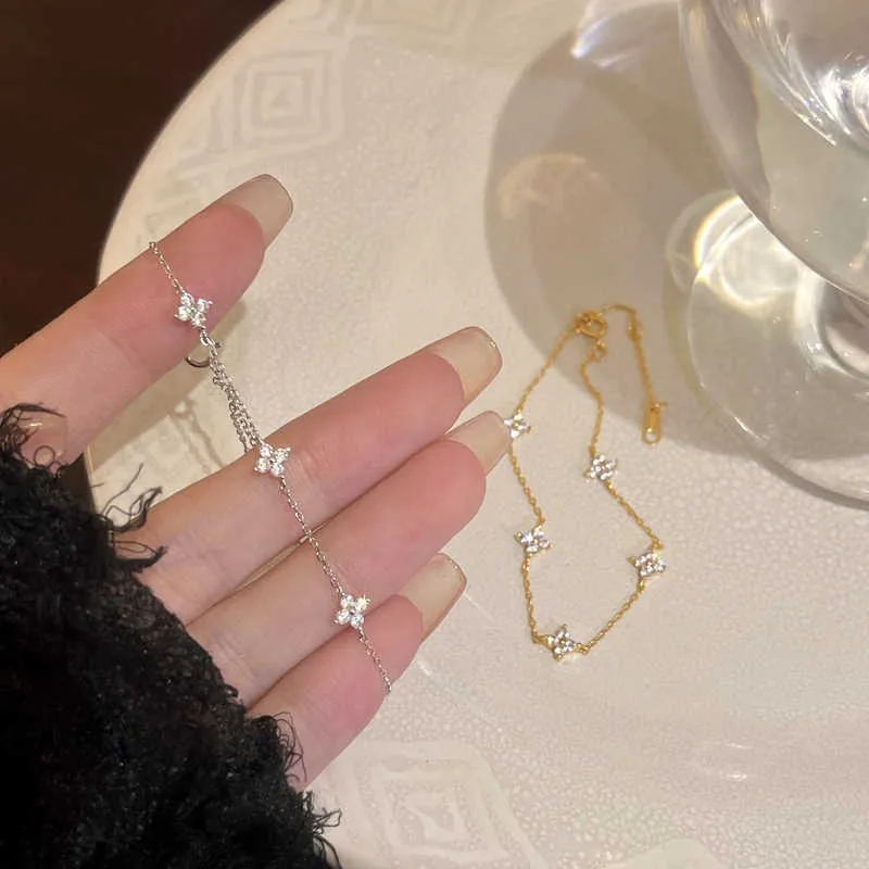 925 فضة لامعة الزركون زهرة سوار للنساء الفاخرة مزاجه سلسلة سوار حفلة عيد ميلاد حلية مجوهرات هدايا