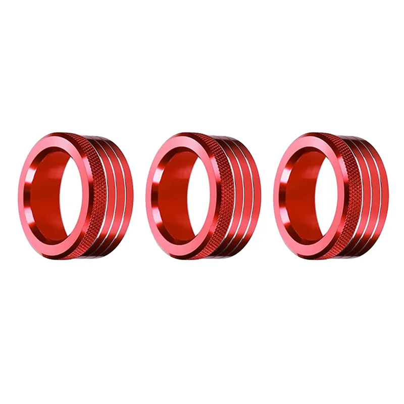 3Pcs Car Center Console Air AC Knob Volume Rings Trim Cover Button for Subaru BRZ Toyota 86 GT86 2013-2020 Red