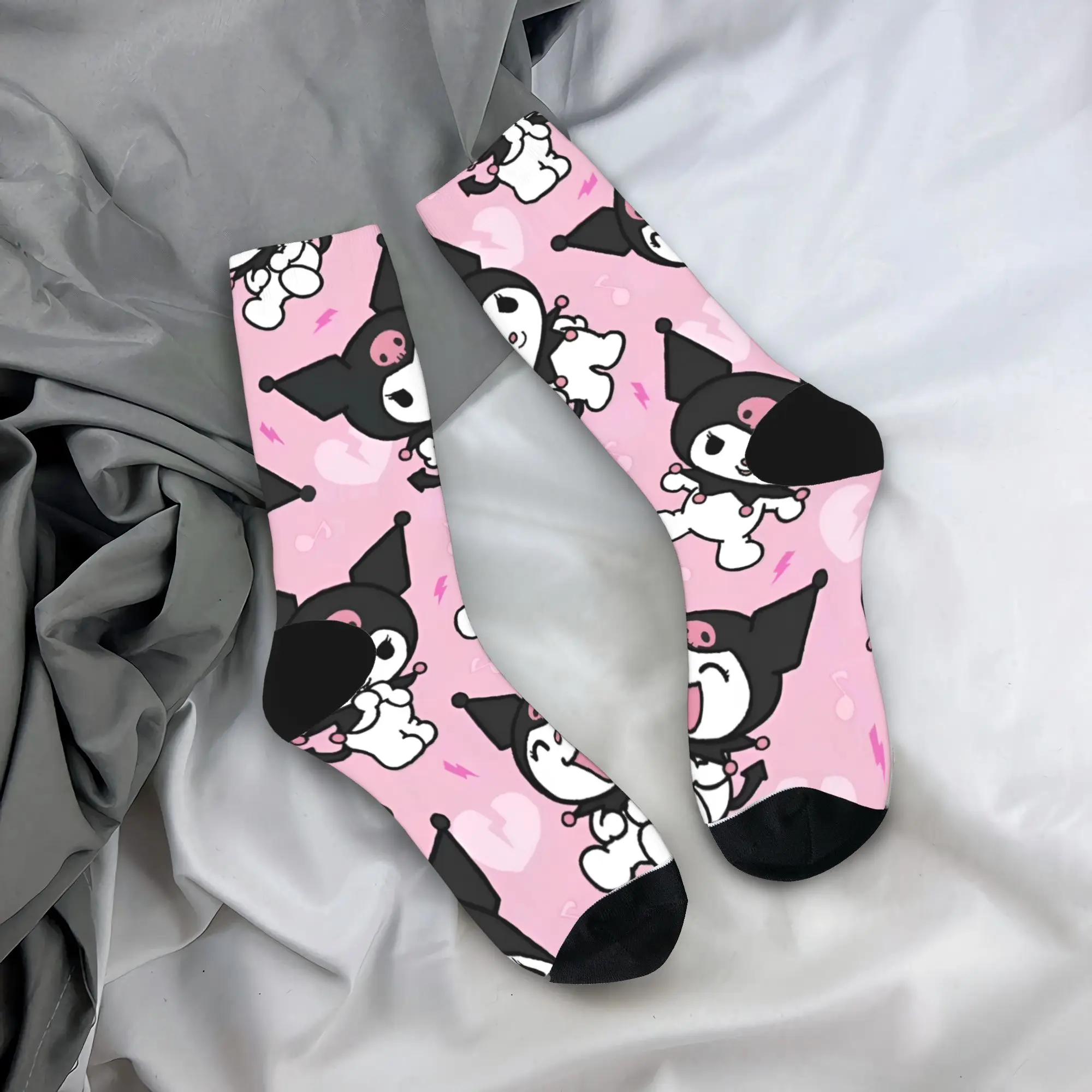 

Носки для пар, чулки с героями мультфильмов Kuromi, зимние забавные удобные носки, нескользящие носки для занятий спортом на открытом воздухе