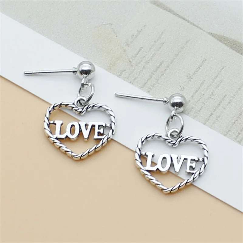 Creative Silver Love Stud Earrings Ladies Men's Retro Hollow Swirl Eagle Claw Small Chair Gothic Personality Punk Jewelry 2022