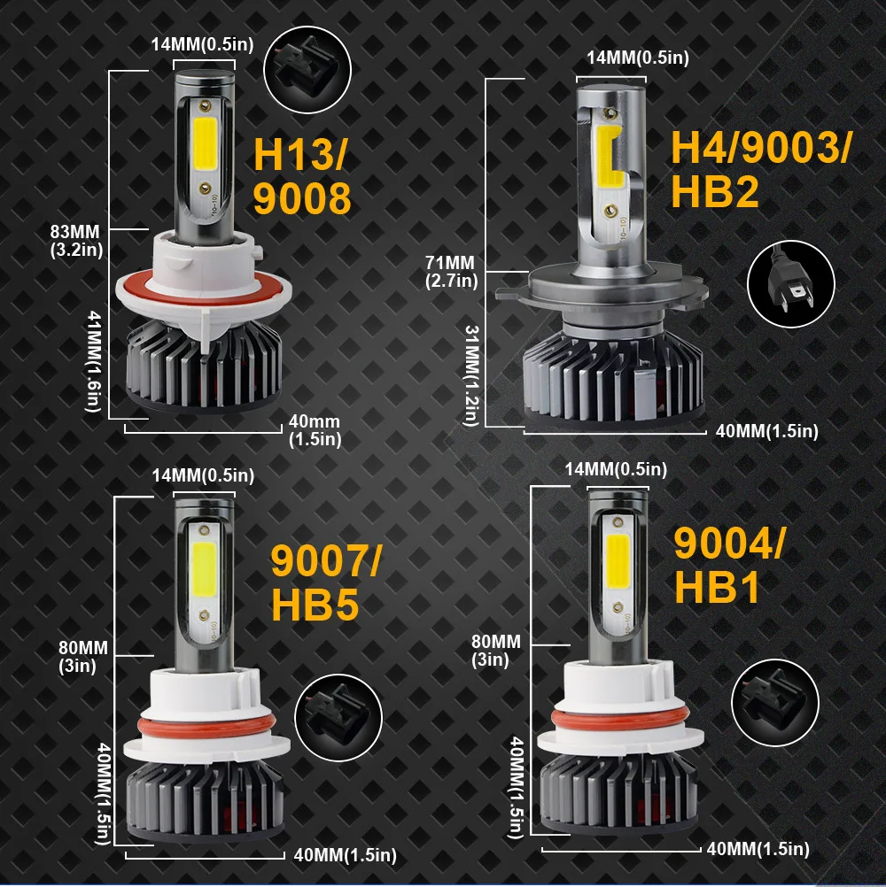 F2 Mini Car LED Headlight H7 Spotlight H4 H11 9005 50W LED Car Headlight