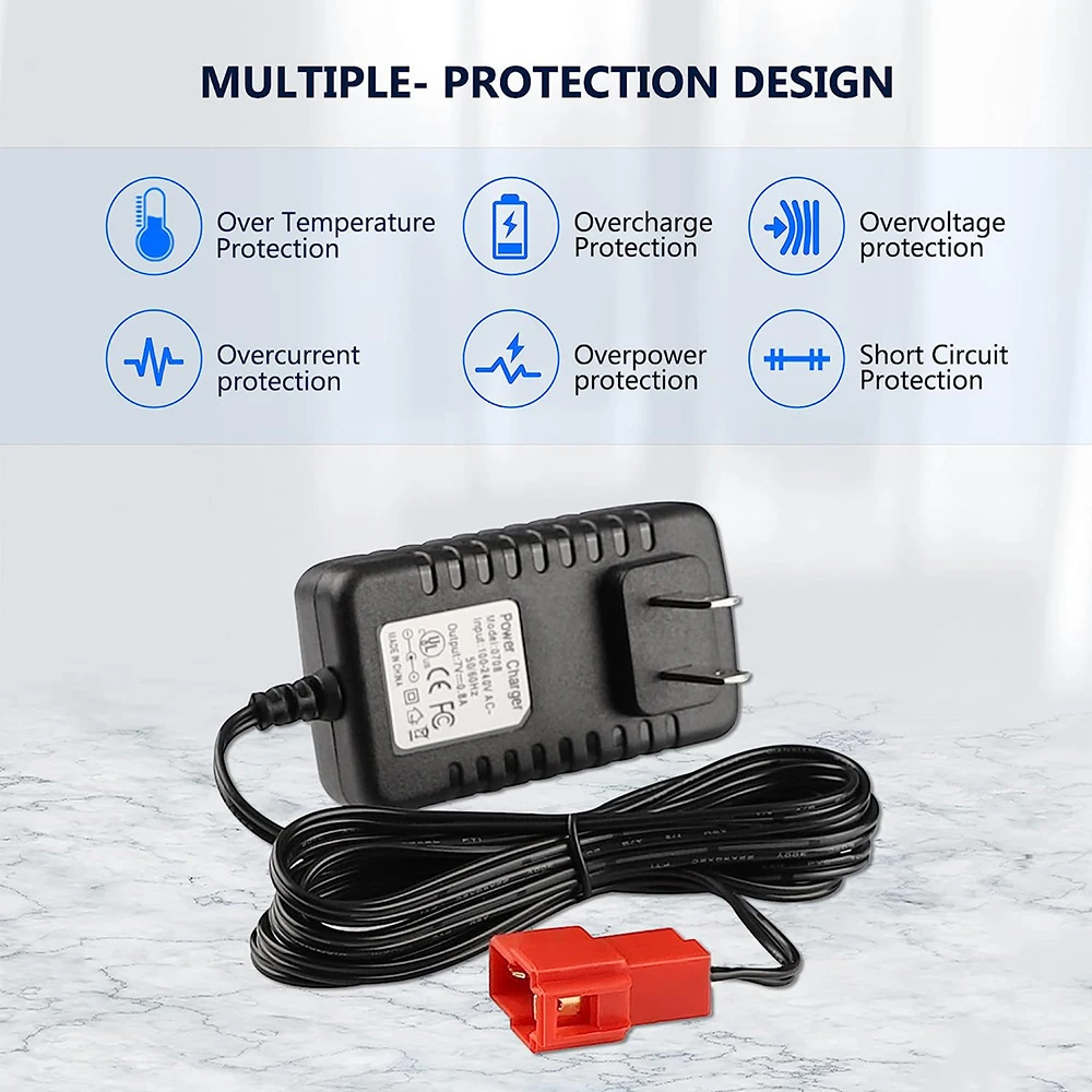 6 Volt Battery Charger for Ride On Toys, 7V 1000MA Battery Charger for Rollplay Spyder Kid Trax Toddler Wildfire Quad Moto ATV