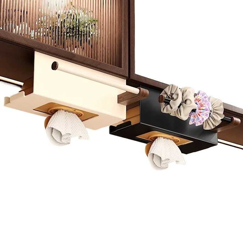 

Walnut toilet toilet carton No punching upside down bathroom mirror cabinet Face towel storage toilet roll tissue holder