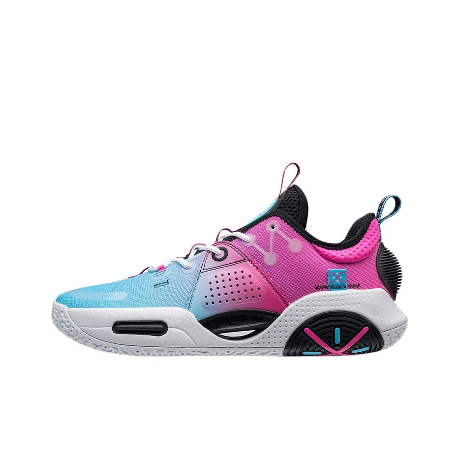 Li Ning All City 9 V1.5 Basketball Shoes Men's Low Top Neon Bright Pink/Dolphin Blue ABAR077-13