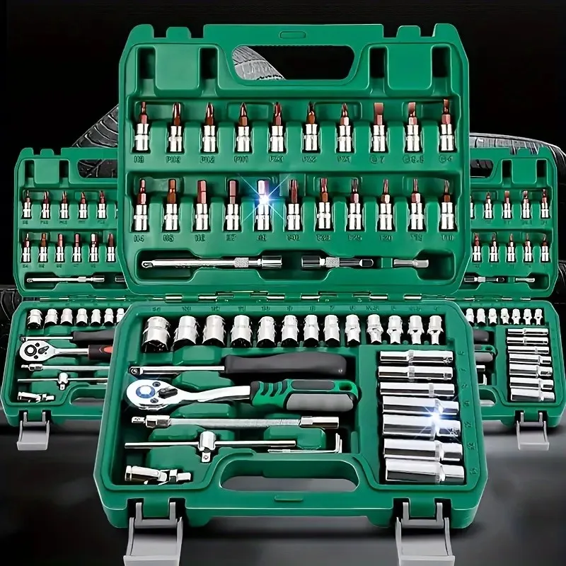 53Pcs Stainless Steel Ultimate Repair Kit - complete 72-tooth ratchet wrench auto and home repair accessories with durable tools